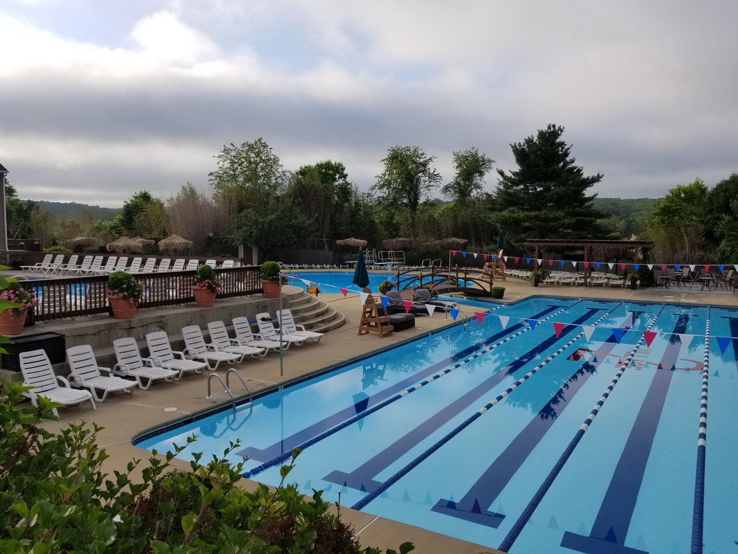 The 25-meter lap pool at Village 2 Swim & Tennis Club